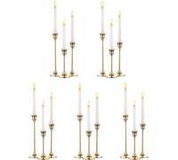 Soportecandelabro de latón dorado, para velas tipo estaca, metal, juego de 15 unidades