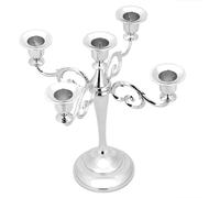 Soportecandelabro de metal, candelabro de 5 brazos, candelabros dorados, candelabro, candelabro, soporte para candelabro de 5 brazos, candelabro antiguo (plateado)