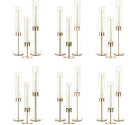 Soportecandelabro dorado, cilindro de vidrio para velas, portavelas, velas tipo cera