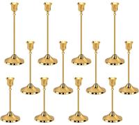 Soportecandelabro dorado, juego de 12 soportes para velas tipo estaca, candelabro dorado, candelabro vintage, soporte para velas de boda para mesa