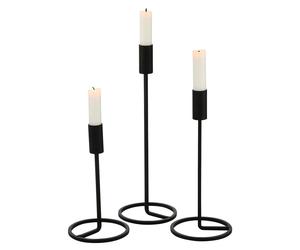 Soportecandelabro Fio, soporte para velas, metal, juego de 3 piezas, altura 32 cm, color