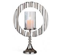 Soportecandelabro Gilde, redondo, "Circulus", aluminio, vidrio, color plateado, unidad de venta: 1, largo: 13 cm, ancho: 32 cm, alto: 46 cm. Código: 4063387539828