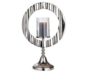 Soportecandelabro Gilde, redondo, "Circulus", aluminio, vidrio, color plateado, unidad de venta: 1, largo: 17 cm, ancho: 36 cm, alto: 53 cm. Código: 53983