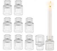 Soportecandelabro - Juego de 10 unidades - Vidrio - Moderno - Transparente