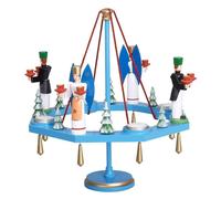 Soportecandelabro para mesa, adorno circular azul, con motivos de ángeles y mineros. Dimensiones: 38x38 cm. Producto nuevo