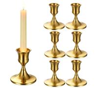 Soportecandelabro vintage, de latón, de 6 piezas, para velas largas