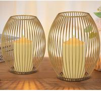 Soportecandelas, juego de 2, decoración para sala de estar, dormitorio, baño, farol, portavelas para velas tipo tronco, decoración vintage para mesa, Navidad