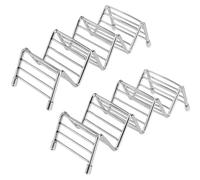 Soportes de acero inoxidable con forma de taco, ondulados, paquete de 2, para tacos y hot dogs
