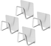 Soportes de acero inoxidable plateados para colgar en la cocina y el baño, paquete de 4 unidades. Estructura robusta y estable. Prácticos ganchos de pared para una organización sencilla