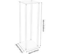 Soportes de acrílico para flores, ideales para bodas y fiestas. Son soportes tipo columna, juego de 10 unidades, con una altura de 60 cm y unas dimensiones de 20x20 cm. Son transparentes, con una capa