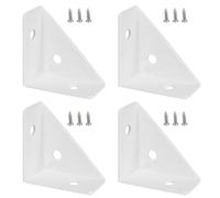 Soportes de esquina, 38 mm x 38 mm, conectores de esquina triangulares, soportes de estante de metal, 90 ángulos, cierre de junta de muebles para armario, escritorio, cama (blanco)