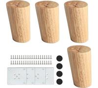 Soportes de madera maciza, pack de 4, con forma de tapón, inclinables y giratorios, para repuestos: 8 cm. Incluye: placas de montaje, tornillos, barras de apoyo, para sillas de mesa, muebles