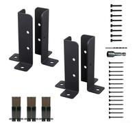 Soportes de poste de valla ajustables de madera para pérgola, kit de soportes de acero resistente a la corrosión para jardín, cobertizo, patio, color negro (2 juegos)