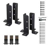 Soportes de poste de valla, kit de soportes de base de poste de pérgola, conector de fijación segura para madera y hormigón, color negro (2 juegos)
