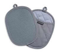 Soportes de silicona resistentes al calor para ollas, almohadillas calientes para horno con bolsillos, agarre antideslizante, agarraderas grandes para cocina, hornear, 2 paquetes Negro