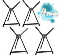 Soportes para caballete de aluminio, ajustables de 38,1 cm a 53,3 cm, trípode con patas de goma, ideales para lienzos, pinturas, libros, fotografías y carteles (pack de 4)