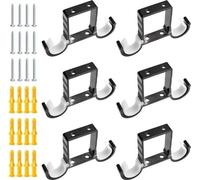 Soportes para cortinas, 6 unidades, soportes de aluminio para montaje en techo – Soportes dobles para cortinas – Soportes de techo para colgar barras de cortina – Barra de cortina de 25–27 mm () – Mon