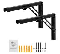 Soportes para estanterías plegables VEVOR, 613 x 254 x 48 mm, 2 unidades, soportes flotantes robustos, soportes para estanterías, soportes en forma de L de acero con acabado mate en color , de 5 mm de