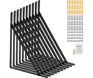 Soportes para estanterías VEVOR, 308 x 209 x 25 mm, paquete de 10 unidades, soportes flotantes, soportes para estanterías, soportes triangulares de acero de 3 mm de grosor, color mate, con capacidad d