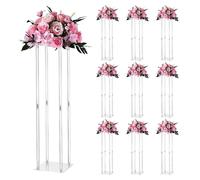 Soportes para flores de boda VEVOR, 200x200x800 mm, 10 unidades. Taburetes para flores con estructura cúbica de acrílico y patas cilíndricas, ideales para bodas, fiestas, cumpleaños, uso doméstico y c