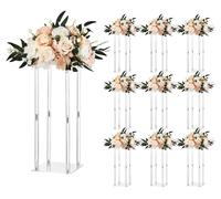Soportes para flores de boda VEVOR, 220x220x500mm, 10 unidades. Taburetes para flores con cubierta de acrílico, cilíndricos y cúbicos, ideales para bodas, fiestas, cumpleaños, decoración del hogar y c