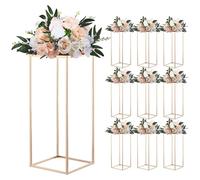 Soportes para flores de boda VEVOR, 250x250x600 mm, 10 unidades. Repisas para flores, soportes para flores con estante de metal, repisas rectangulares doradas para plantas, ideales para bodas, fiestas