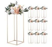Soportes para flores de boda VEVOR, 250x250x600 mm, paquete de 10, soportes para flores con cubierta de acrílico, taburetes rectangulares dorados para plantas, ideales para bodas, fiestas, cumpleaños