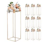 Soportes para flores de boda VEVOR, 280x280x800 mm, 10 unidades. Repisas para flores, soportes para flores con estante de metal, repisas rectangulares doradas para plantas, ideales para bodas, fiestas