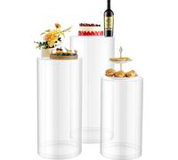 Soportes para flores de boda VEVOR, juego de 3 unidades, base cilíndrica (600/700/900 mm de altura), base transparente con tapa de acrílico, soportes cilíndricos para bodas, fiestas, cumpleaños y como