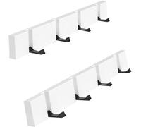 Soportes para hamacas, soportes de madera, soportes plegables para hamacas, ganchos de pared con 5 ganchos plegables para abrigos, bufandas, sombreros y bolsos (blancos, 4 ganchos - 2 unidades)