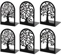 Soportes para libros decorativos Unyqoos®, juego de 3 unidades de metal con diseño de árbol: forma en L estable, almohadillas antideslizantes y esquinas redondeadas, ideales para el hogar y la oficina