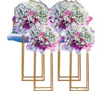 Soportes para macetas tipo columna, estructura de metal, juego de 4 unidades, color dorado, peso de 3,2 kg, perfectos para eventos