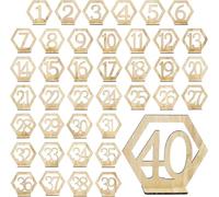 Soportes para números de mesa, Soportes hexagonales for números de mesa madera, 1-40, 10/20/30/40 Uds., fiesta bodas