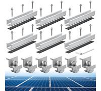 Soportes para paneles solares - Juego de 6 - Aleación de aluminio - Acero inoxidable - Dimensiones 200 x 25 mm - Resistente a la corrosión - Kit de montaje para paneles solares