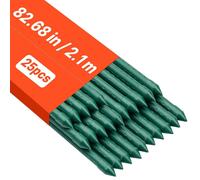 Soportes para plantas VEVOR, paquete de 25 unidades, varillas para plantas de ⌀11x2100 mm, varillas de metal con revestimiento de plástico, ideales para sostener plantas trepadoras y verduras, con pun