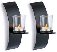 Soportes para velas de pared Unyqoos® de hierro , juego de 2 – hechos a mano, para velas reales o LED, soldadura firme, elegante decoración de pared romántica
