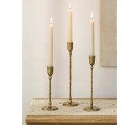 Soportes para velas dorados: Juego de 3 soportes para velas dorados de estilo vintage, hechos de hierro, con base estable para una decoración de metal de latón, diseño moderno