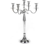 Soportes para velas Unyqoos® de aluminio, versátiles, con 1, 3 o 5 brazos (transformables), de 40, 60 o 78 cm, en color plateado, o blanco, con base de terciopelo y contrapeso