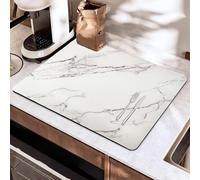 SOQKEEN Alfombrilla Escurreplatos 50 x 40 cm Absorbente Mármol Blanco | Junto al Fregadero y Bajo el Escurridor, Absorbe el Agua, Protege la Encimera, Antideslizante, Fácil de Limpiar