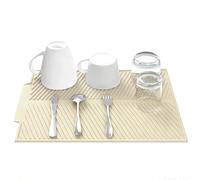 SOQKEEN Alfombrilla Escurreplatos de Silicona 50x40 cm Tamaño Grande con Boquilla de Drenaje, Escurridor Antideslizante para Fregadero y Encimera Cocina, Resistente al Calor y Plegable, Blanco Crema