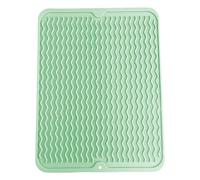 SOQKEEN Alfombrilla Escurreplatos Grande Silicona 50 x 40 cm Verde Claro | Mayor superficie para más vajilla, junto al fregadero y bajo el escurreplatos, protege la encimera, fácil de limpiar