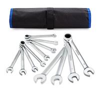 SORAKO Llaves Fijas 12Pcs, Llaves Fijas con Carraca 8-19mm con Bolsa de Almacenamiento, Juego de llaves, llaves Combinadas, Engranaje de Trinquete de 72 Dientes