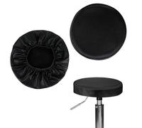 Sorcristy Paquete de 2 fundas redondas para taburete de bar, 13.4 pulgadas, de piel sintética, impermeable, cojín de asiento, bar, cocina, comedor, silla de oficina en casa (negro)