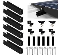 Sorlpv Soporte para módulo solar para 2 módulos, soporte de PV - 12 cm riel negro + abrazadera ajustable para módulos de 30 - 35 mm de grosor, soporte de panel solar de aluminio para techo plano de