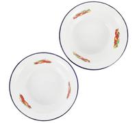 Sosoport 2 Piezas Bol de Cocina Esmaltado Vintage para Ramen y Ensalada | Acabado Retro Elegante, Borde Cómodo, Superficie Lisa, para Mesa, Bar, Campistas y Personal de Restaurante Estilo Aleatorio