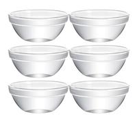 Sosoport 6 Piezas Tazón de Postre de Vidrio, Elegante y Apilable | Recipientes Transparentes para Fruta, Helado, Pudín y Aperitivos, Superficie Lisa, Uso en Mesa