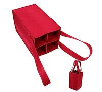 Sosoport Bolsa Set de 2 Piezas de Fieltro Rojo para 4 Botellas para para Vino Alta Durabilidad y Portátil y Adecuado para Fiestas y Viajes Fiestas Viajes