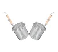 Sosoport Coladores de Cocina de Acero Inoxidable con Mango de Madera, Resistentes al Óxido y Fáciles de Limpiar, Ideales para Servir Pasta y Preparar Alimentos, Pack de 2 Piezas