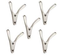 SOTECH 5 piezas Percheros VOLTA 77 x 68 x 30 mm aspecto acero inoxidable | perchas de fundición inyectada de cinc resistente, ganchos de pared con 8 mm de grosor de material, para chaquetas con cantos