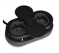 SOTECH Enchufe empotrable (2 x toma Schuko) negro in lavija con tapa giratoria que se abre al presionar Elemento de toma de corriente para encimeras y escritorios
